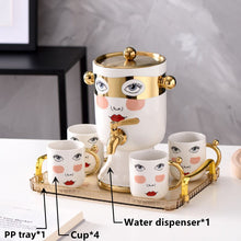 Load image into Gallery viewer, Beauty ceramic 6pcs set - 4mugs+Dispenser+Tray
