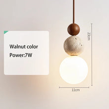 Load image into Gallery viewer, Thai Pendant - Travertine Stone &amp; Wood
