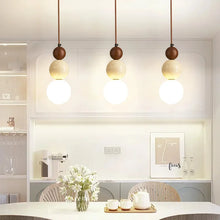 Load image into Gallery viewer, Thai Pendant - Travertine Stone &amp; Wood
