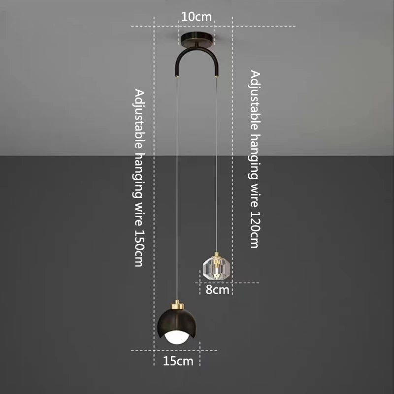 Equilibrium Double Pendant - Crystal & Metal