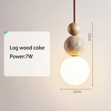 Load image into Gallery viewer, Thai Pendant - Travertine Stone &amp; Wood
