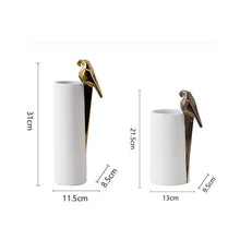 Load image into Gallery viewer, Geometric Bird ceramic Vase

