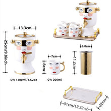 Load image into Gallery viewer, Beauty ceramic 6pcs set - 4mugs+Dispenser+Tray
