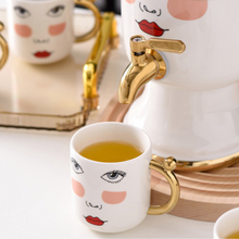 Load image into Gallery viewer, Beauty ceramic 6pcs set - 4mugs+Dispenser+Tray
