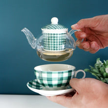 Load image into Gallery viewer, Porcelain Tea For One set - plaid print
