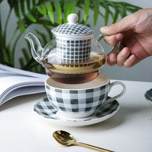 Load image into Gallery viewer, Porcelain Tea For One set - plaid print

