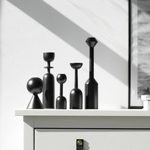 Load image into Gallery viewer, Nordic Black Wooden Candle Holders - Set 5pcs
