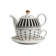 Load image into Gallery viewer, Porcelain Tea For One set - dots and stripes
