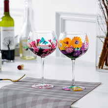 Load image into Gallery viewer, Hand-painted flowers Wine Glass
