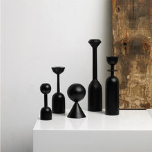 Load image into Gallery viewer, Nordic Black Wooden Candle Holders - Set 5pcs
