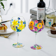 Load image into Gallery viewer, Hand-painted flowers Wine Glass
