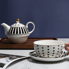 Load image into Gallery viewer, Porcelain Tea For One set - dots and stripes
