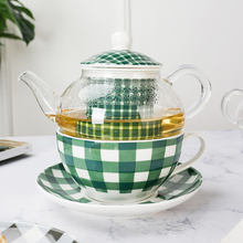 Load image into Gallery viewer, Porcelain Tea For One set - plaid print
